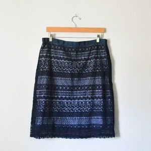 Brooks Brothers Womens Skirt Blue Lace Overlay